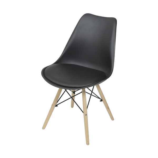 Eames Estofado Base de Madeira Preta